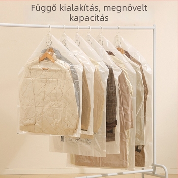 Függő vákuum-kompressziós zsák ruhákhoz hálószobába, porvédő huzat, nagy méretű pehelydzseki tárolózsák