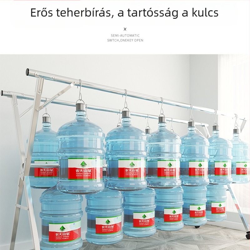 Földön álló, összecsukható ruhaszárító belső és külső használatra teleszkópos rudakkal