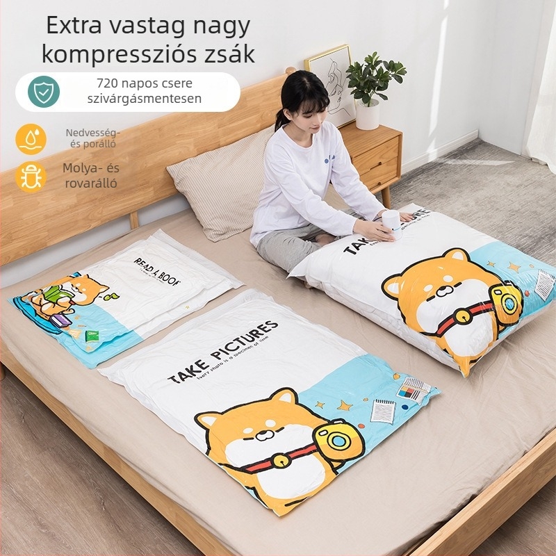 Vákuumos tömörítő tárolózsák paplanhoz és ruhákhoz pumpával