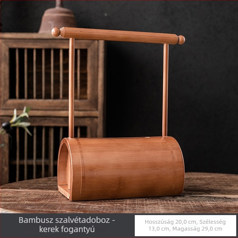 Természetes bambusz szalvétatartó doboz, Új kínai stílus, otthoni dekoráció