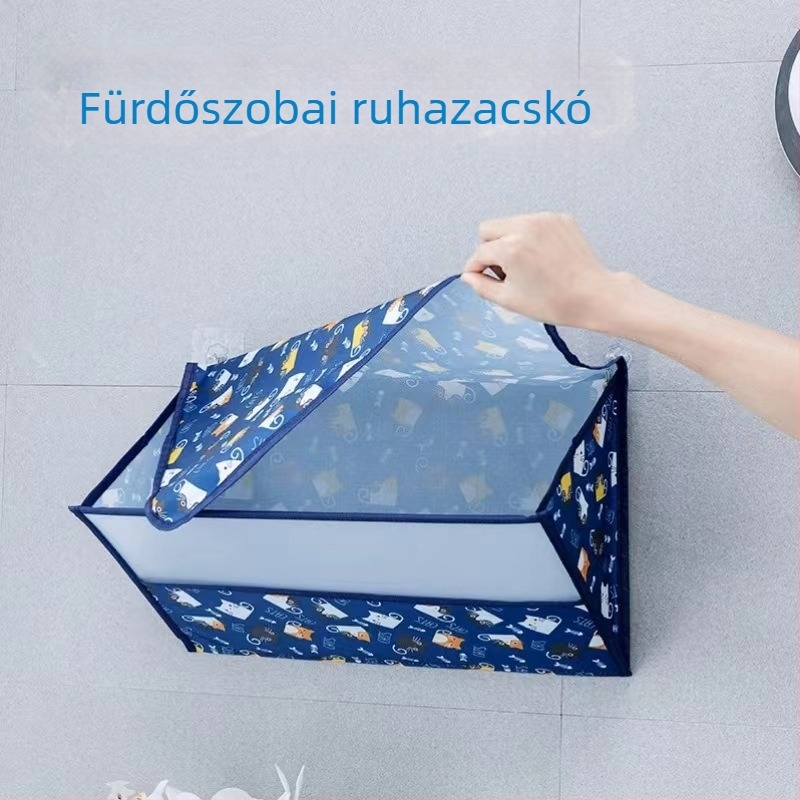 Vízálló fürdőszobai akasztós tároló táska, falra szerelhető, összecsukható, fúrás nélkül
