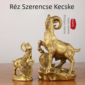 Réz- és sárgaréz juhfigura – otthoni dekoráció, zodiákus juh