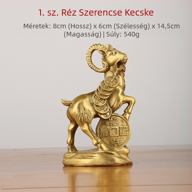 Réz- és sárgaréz juhfigura – otthoni dekoráció, zodiákus juh
