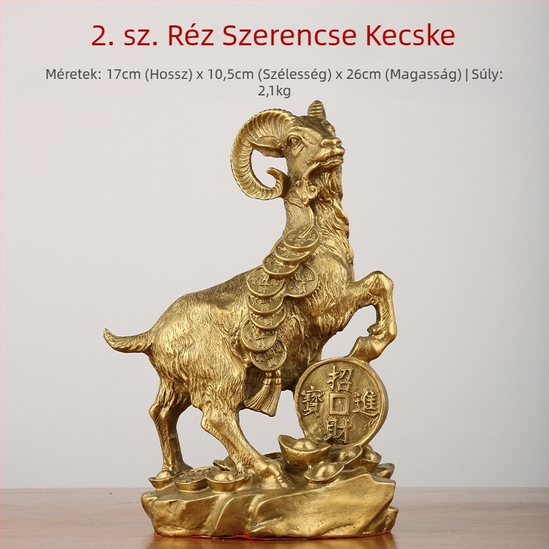 Réz- és sárgaréz juhfigura – otthoni dekoráció, zodiákus juh