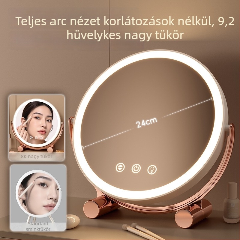 Asztali LED sminktükör a hálószobába beépített világítással