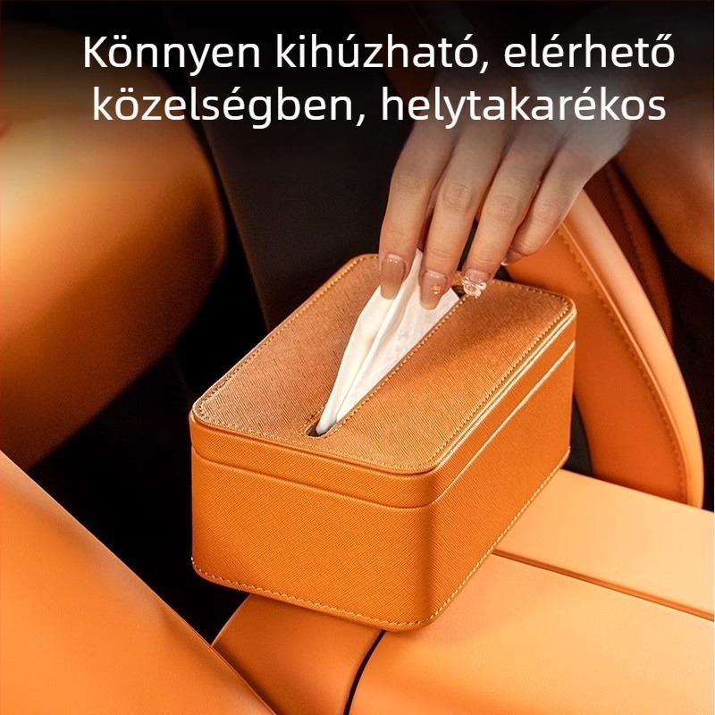 Bőr autóhoz való mágneses szalvétatartó Xiaomi Yu7-hez, belső színhez igazítva, méretek 17×11.5×7.5 cm