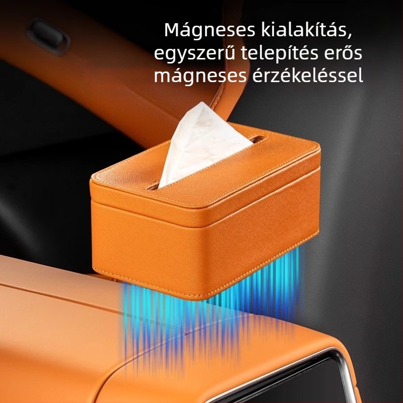 Bőr autóhoz való mágneses szalvétatartó Xiaomi Yu7-hez, belső színhez igazítva, méretek 17×11.5×7.5 cm