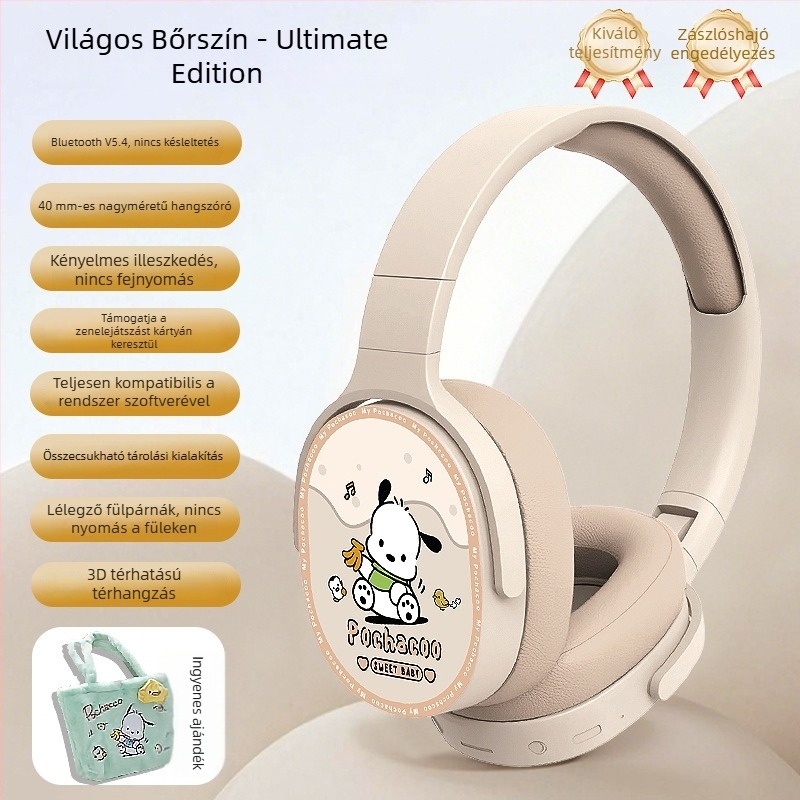KE-55 Vezeték nélküli, over-ear fejhallgató, Bluetooth 5.3, hosszú üzemidő, kreatív dizájn plüss tároló tok