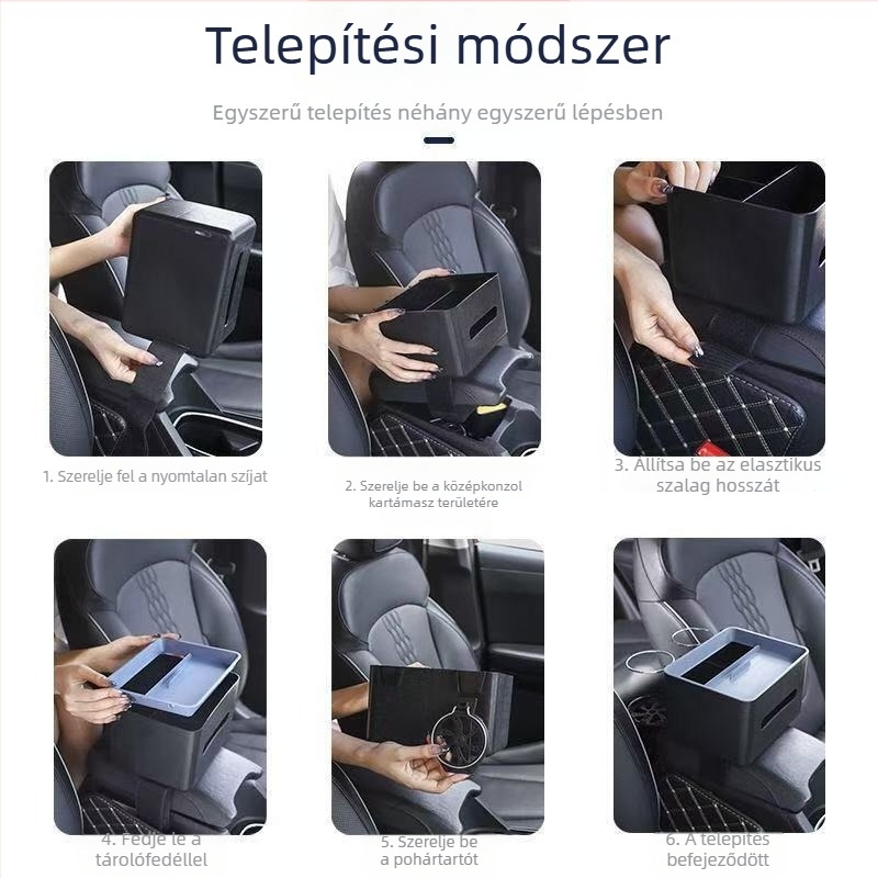 Autóba tervezett multifunkcionális papírzsebkendő-doboz, hátsó ülés mögötti pohártartó és karfa tároló