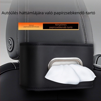 Autóba való papírzsebkendő tartó, luxus kartámasz dizájn, hátsó ülés hátoldaláról lógatható, belső dekoráció