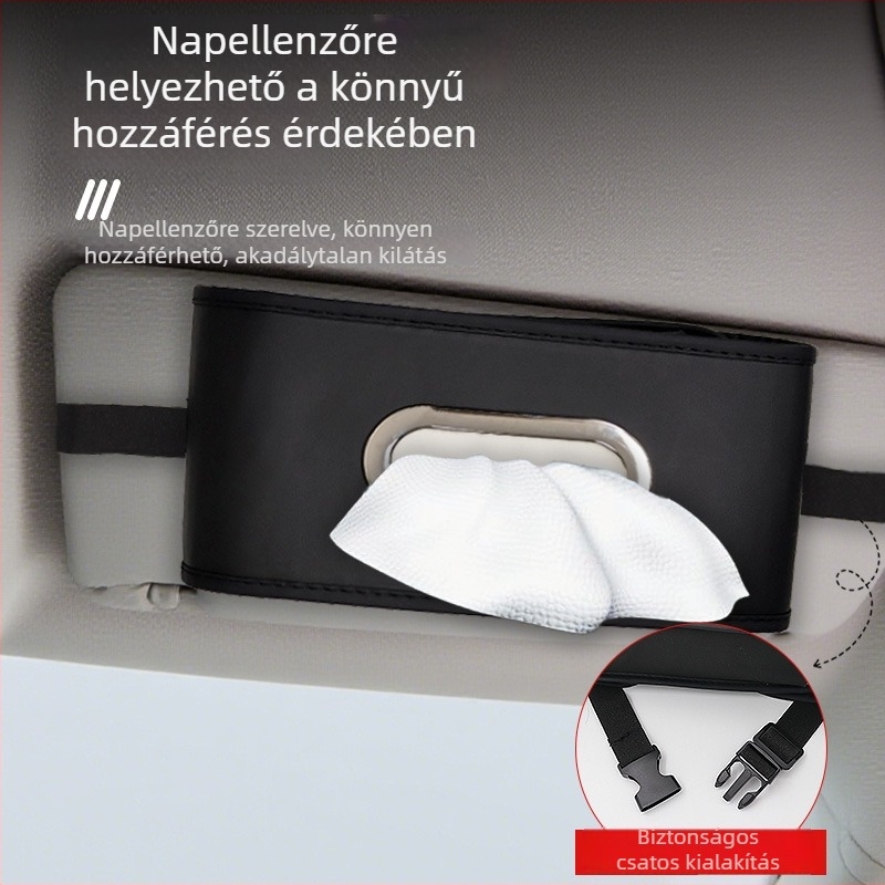 Autóba való papírzsebkendő tartó, luxus kartámasz dizájn, hátsó ülés hátoldaláról lógatható, belső dekoráció