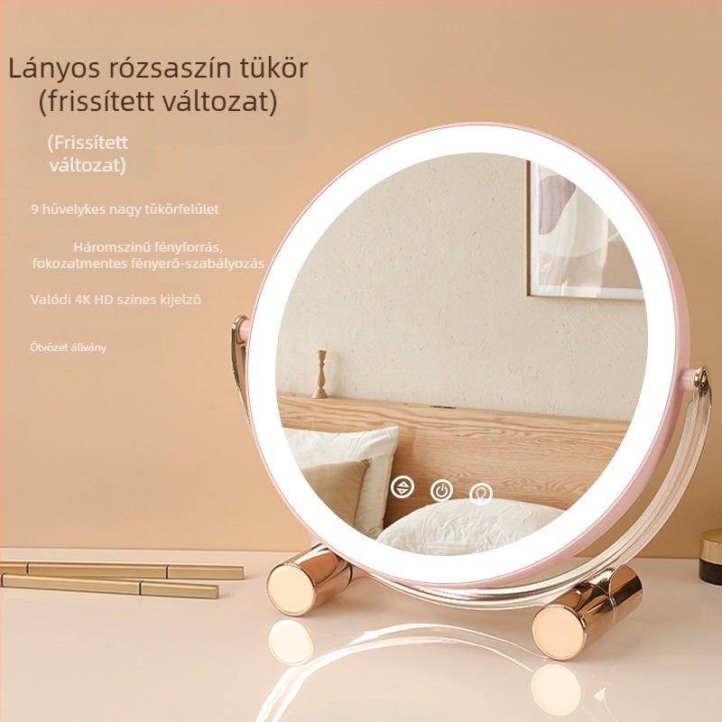 Íróasztali smink-tükör LED világítással és állítható tartóval
