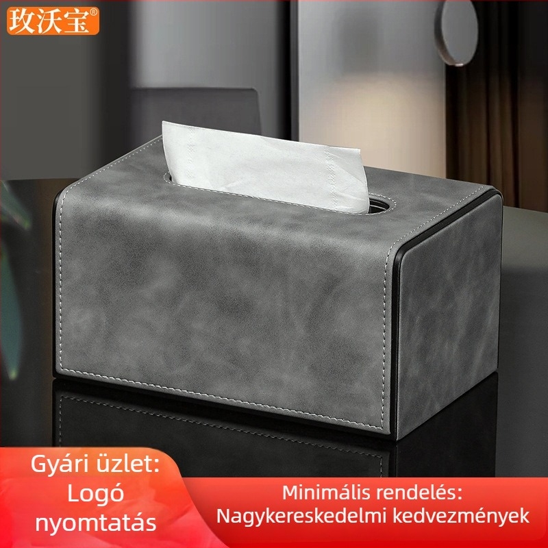 Bőr zsebkendőtartó a nappaliba, kreatív, magas színvonalú, minimalist papírdoboz logónyomtatási lehetőséggel