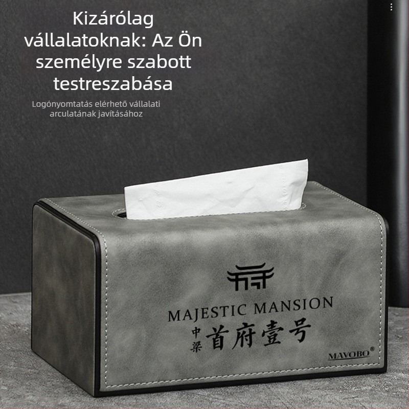 Bőr zsebkendőtartó a nappaliba, kreatív, magas színvonalú, minimalist papírdoboz logónyomtatási lehetőséggel