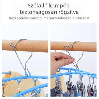 10 csipeszes rozsdamentes acél ruhaszárító állvány erkélyre – babaruhák, fehérnemű és zoknik számára