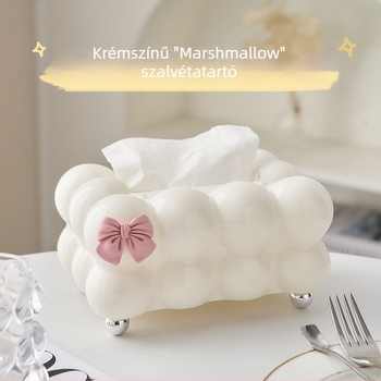Krém színű rugós zsebkendő tartó, elegáns luxus érzetű dizájn nappalira