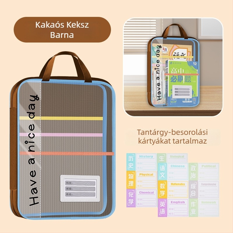 Átlátszó hordozható irattartó diákoknak, nagy kapacitású, vízálló, rekeszekkel