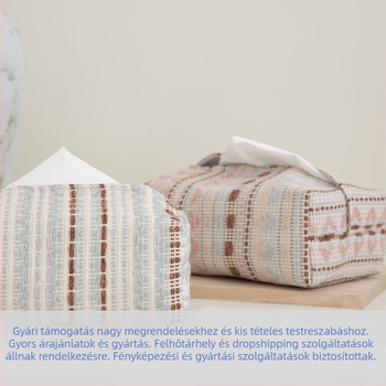Texturált zsebkendősdoboz, zsebkendő tartó, zsebkendő tok, nappalira készült textil zsebkendőtasak, skandináv stílusú textile tárolás