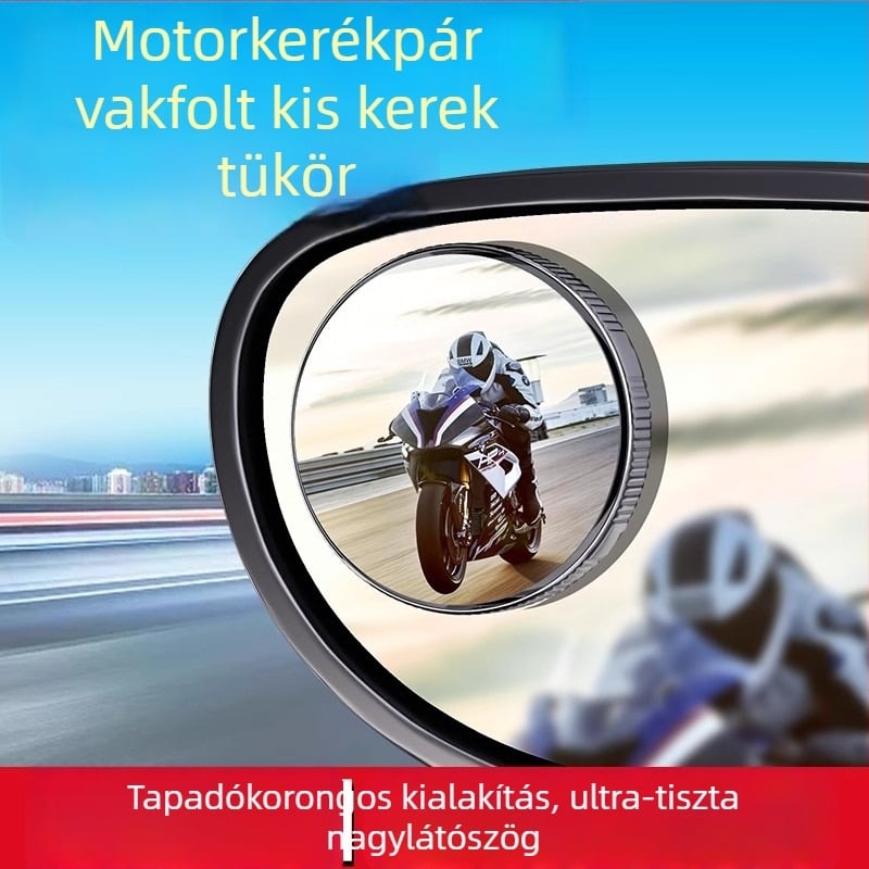 Motorkerékpár visszapillantó tükör, kis kör alakú, széles látómező, ultra-széles szögű konvex tükör, holttér-figyelő és tolató tükör