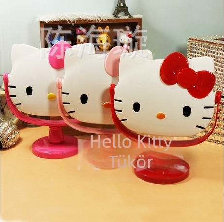 Kitty asztali tükör macskás dizájnnal, aranyos sminktükör, DIY köves díszítés