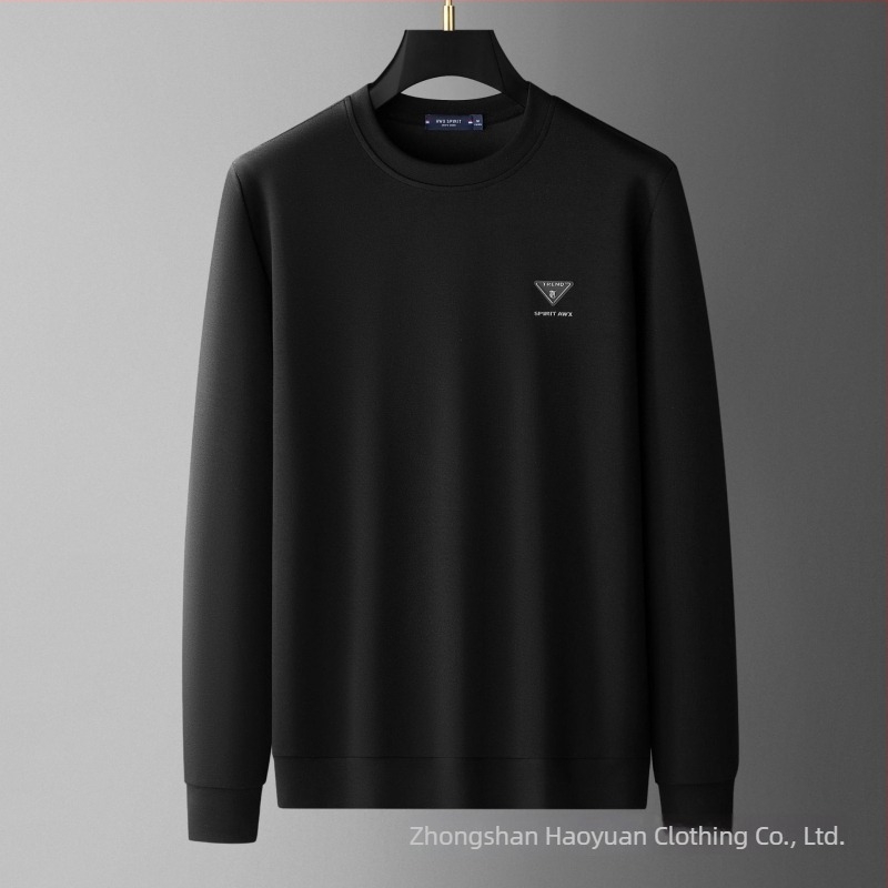 Őszi modal pamut kerek nyakú laza szabású pulóver középkorú férfiak számára, hosszú ujjú, nagy méret