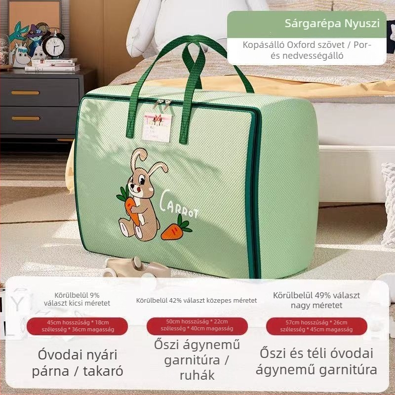 Extra nagy méretű paplan-tároló táska Oxford vászonból, diákok számára és óvodának, nedvességálló, kézzel hordozható