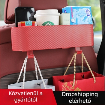 Autó hátsó ülésének szervezője pohártartóval és zsebkendő tartóval – többfunkciós tároló