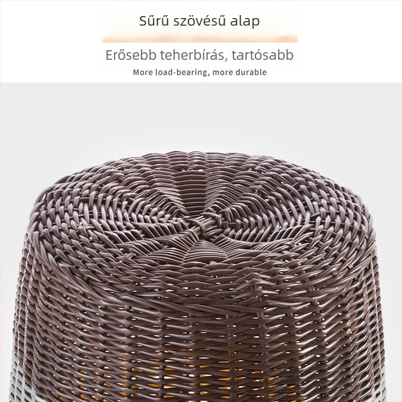 Műanyag fonott kosár szennyes ruhákhoz, rattan hatású dizájnnal, ruhák tárolására és játékok rendszerezésére