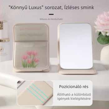 Tulip összecsukható, hordozható sminktükör, kompakt kézi tükör utazáshoz