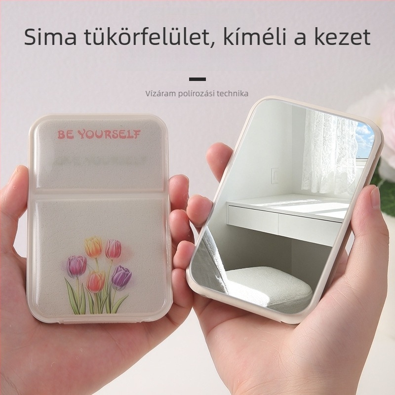 Tulip összecsukható, hordozható sminktükör, kompakt kézi tükör utazáshoz