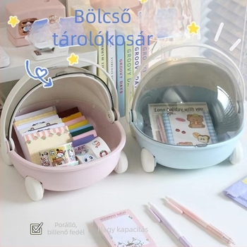 Nagy kapacitású tároló kosár bölcső és babakocsi számára, fedéllel