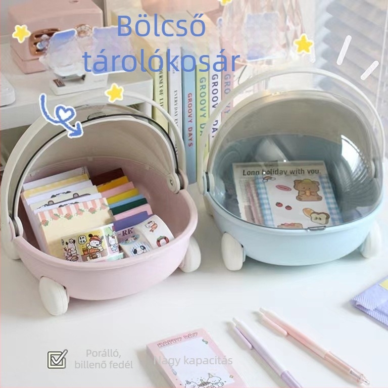 Nagy kapacitású tároló kosár bölcső és babakocsi számára, fedéllel