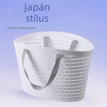 Japán stílusú kézi hordozható, vízálló szennyeskosár, nagy méretű műanyag ruháskosár tároláshoz