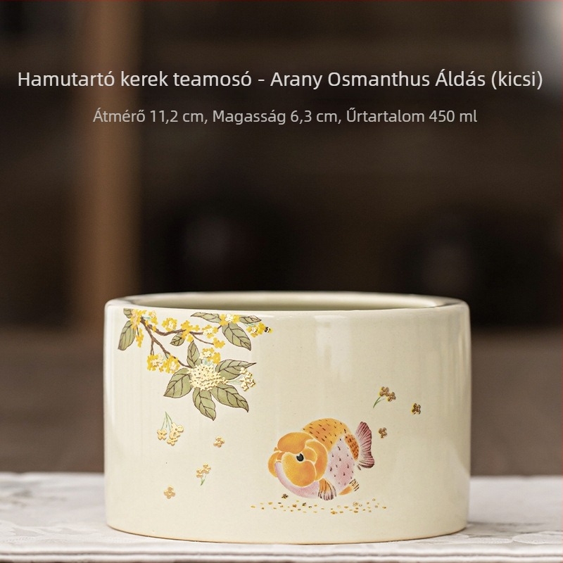 Kerámia teatisztító edény nagyfejű aranyhal formájában, kínai stílusú teaceremónia kiegészítő