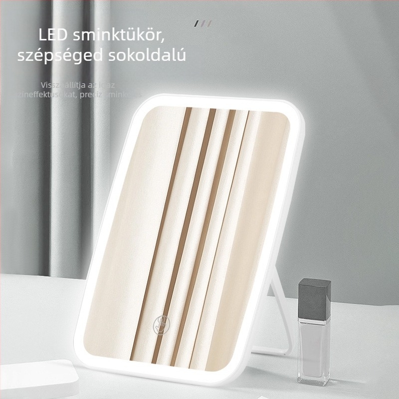 LED sminktükör világítással, összecsukható és hordozható asztali sminktükör