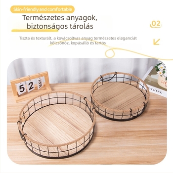 Kovácsoltvas szövött retro asztali tárolókosár, kis tárgyak, snackek és játékok rendezésére.