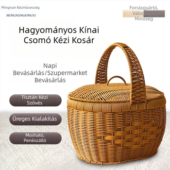 Mesterséges rattanból készült gyümölcs- és zöldségkosár, tojáskosár és kézben vihető, piknikre és háztartási használatra