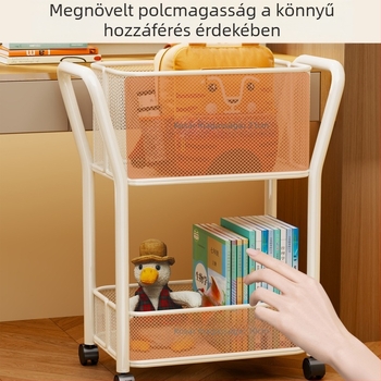 Padlón álló, mozgatható könyv- és iskolatáska-rendező az íróasztal melletti tároláshoz