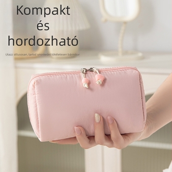 Nylon kozmetikai táska, nagy kapacitású, hordozható utazótáska mini rekeszekkel