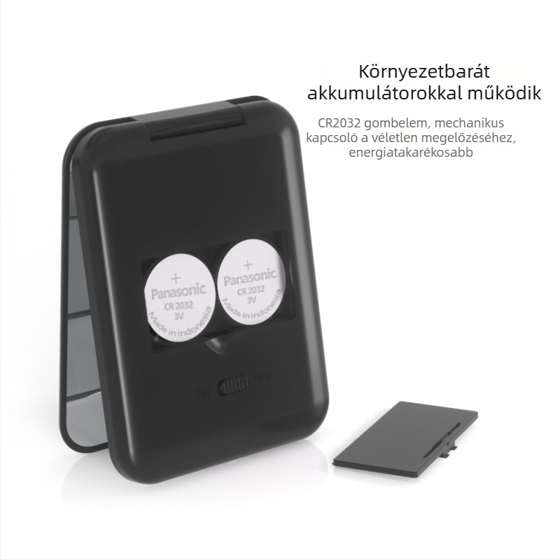 Kisméretű LED sminktükör világítással, négyzet formájú, kézben tartható, összecsukható, 2x nagyítás