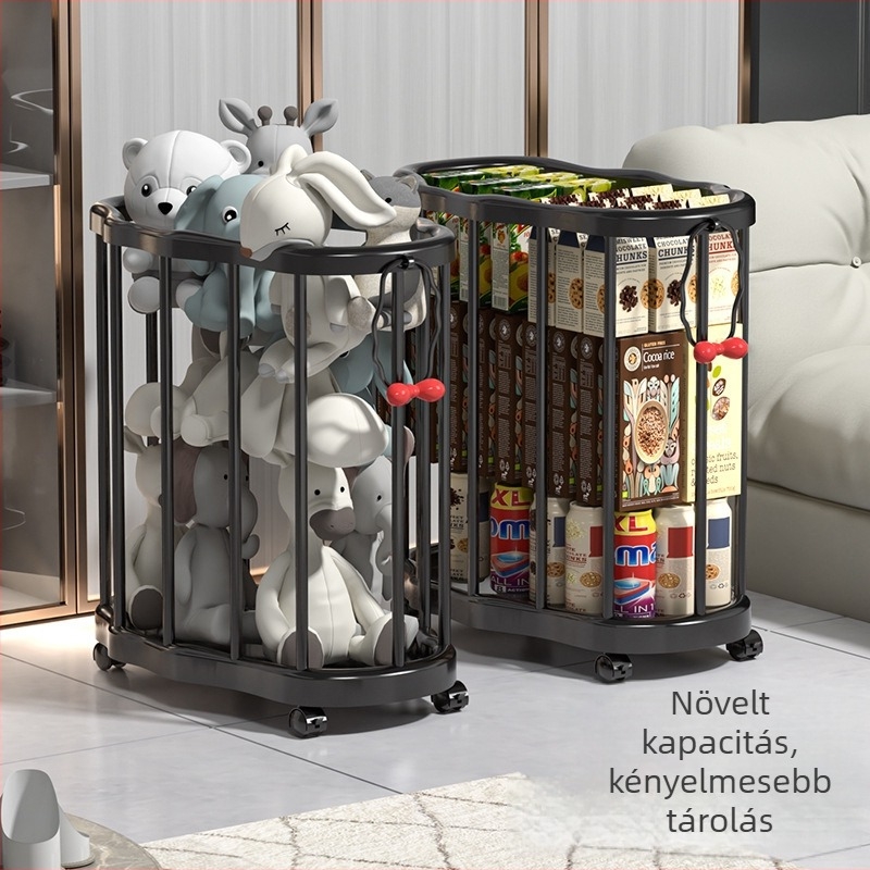 Könnyen mozgatható mosókosár kerékkel, fürdőszobai használatra, nagy kapacitású, ideális kollégiumokban és szűk helyeken.