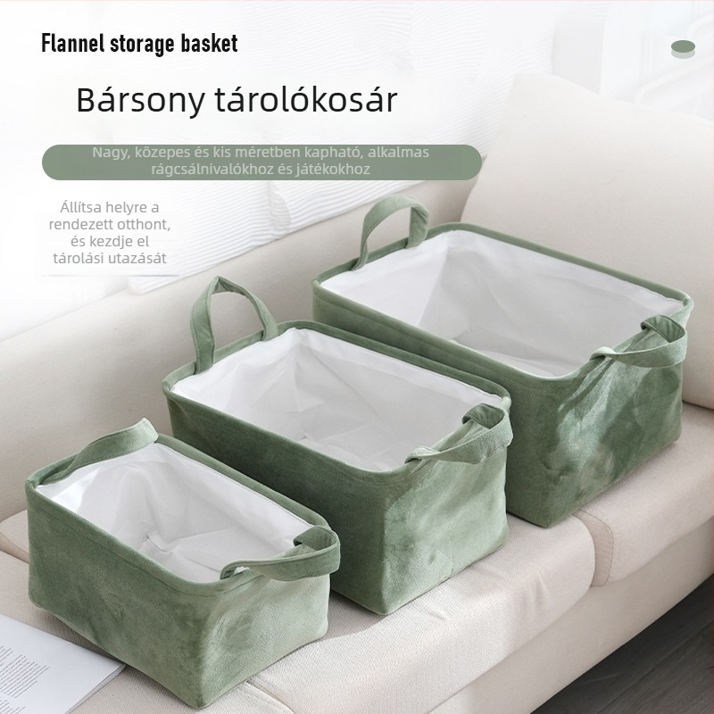 Vastagított nagy tárolókosár plüss anyagból, ruhákhoz és játékokhoz, összecsukható, horgolt tárolókosár