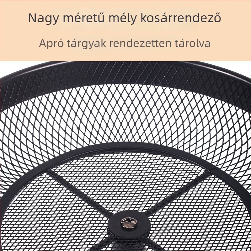 Skandináv stílusú vas gyümölcstartó az asztalra, nyitott rácsos kialakítással, gyümölcs- és kenyértároló