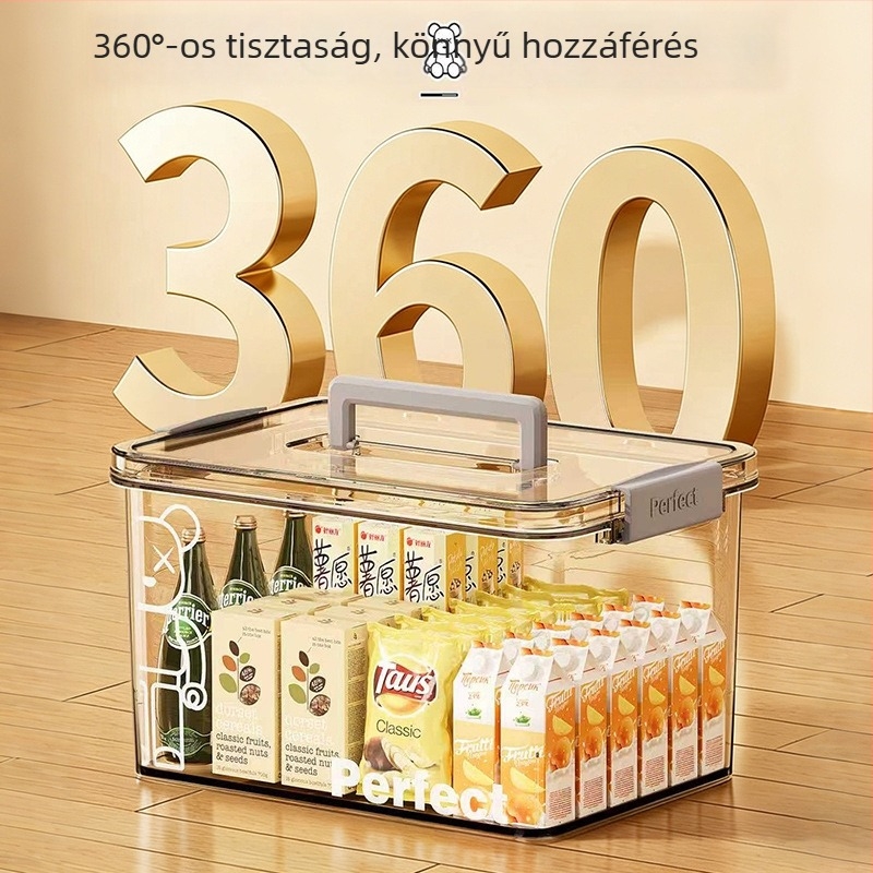 Átlátszó hordozható tároló doboz fedéllel, vastagított ruhákhoz, játékokhoz és könyvekhez, nagy kapacitású műanyag rendszerező doboz fogantyúval
