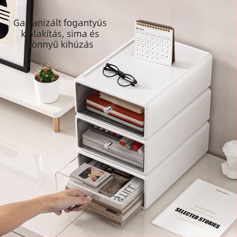 Íróasztali tároló doboz fiókos kivitelben, kozmetikumok és ékszerek számára, rendező otthonra és tanuláshoz