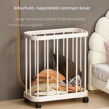 Műanyag ruhaszennyes kosár görgőkkel, nagy kapacitású, otthoni és fürdőszobai használatra