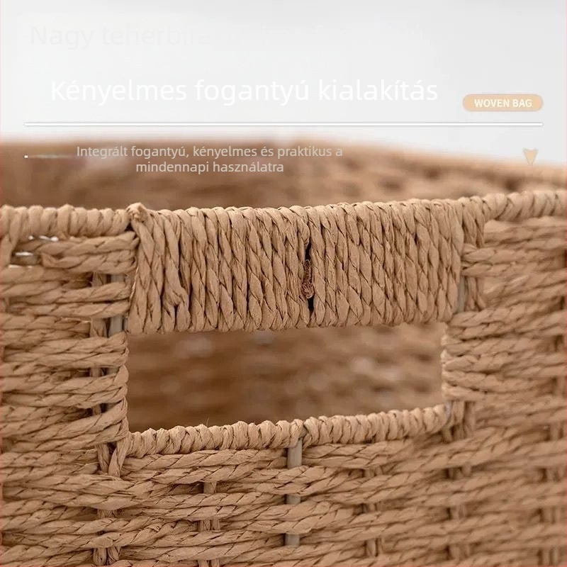Fedeles tárolókosár műrattanból, nappalira, japán minimalist stílusú
