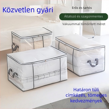 Nagy kapacitású, összecsukható ágynemű- és ruhatároló doboz, porálló, kocka alakú