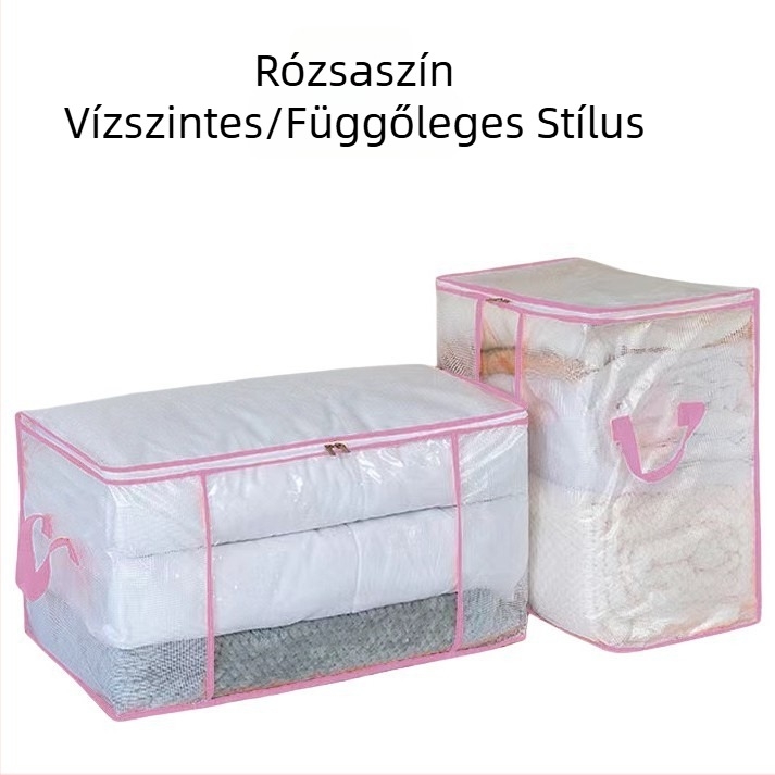 Nagy kapacitású, összecsukható ágynemű- és ruhatároló doboz, porálló, kocka alakú
