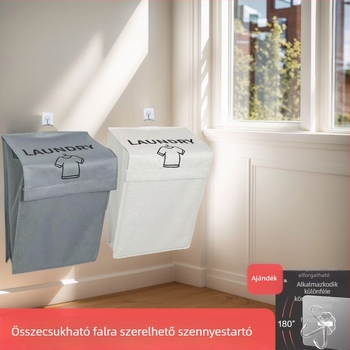 Nagy kapacitású összecsukható függő mosókosár fürdőszobába